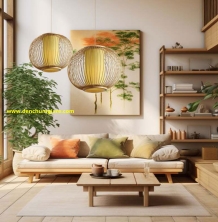 Đèn mây tre hình cầu lồng vải MT140/141