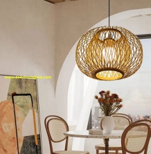 Đèn mây tre trang trí hình cầu hai lớp MT153