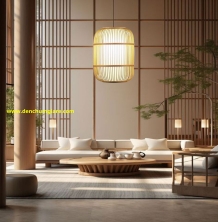 Đèn mây tre hình lồng trụ MT63