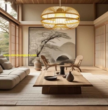 Đèn mây tre dáng donut MT69