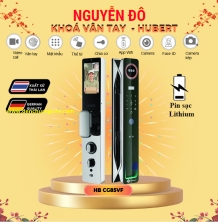 Khoá vân tay cửa gỗ HUBERT HB CG85VF tiêu chuẩn Đức, Pin sạc Lithium với 9 tính năng nổi bật