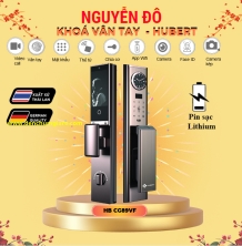 Khoá vân tay cửa gỗ HUBERT HB CG89VF tiêu chuẩn Đức, Pin sạc kép Lithium với 9 tính năng nổi bật