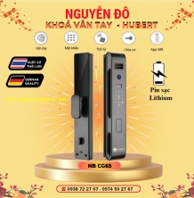 Khoá vân tay cửa gỗ HUBERT HB CG65 tiêu chuẩn Đức, Pin sạc Lithium với 5 tính năng nổi bật
