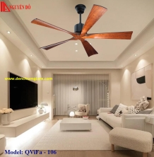 Quạt trần cánh gỗ 5 cánh QViFa – 106 công suất 40W, động cơ DC tiết kiệm điện, điều khiển từ xa bằng Remote
