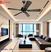 Quạt trần cánh gỗ 5 cánh QViFa – 109 công suất 40W, động cơ DC tiết kiệm điện, điều khiển từ xa bằng Remote
