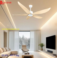 Quạt trần 5 cánh QViFa - 405/Vàng công suất 40W, động cơ DC tiết kiệm điện, điều khiển từ xa bằng Remote
