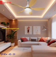 Quạt trần cánh nhựa có đèn QViFa - 62 – 23 công suất 40W, động cơ DC tiết kiệm điện, đèn led 3 chế độ ánh sáng, điều khiển từ xa bằng Remote