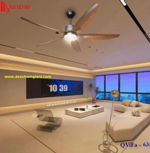 Quạt trần cánh nhựa có đèn QViFa - 63/177 công suất 40W, động cơ DC tiết kiệm điện, đèn led 3 chế độ ánh sáng, điều khiển từ xa bằng Remote