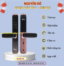 Khoá vân tay cửa gỗ Demax SL268 AC màu Đồng cổ tiêu chuẩn Đức với 6 tính năng nổi bật 