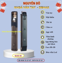Khoá vân tay cửa gỗ Demax SL919 AC màu Đồng cổ tiêu chuẩn Đức với 9 tính năng nổi bật 