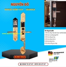 Khoá vân tay cửa đại sảnh Demax SL986 Gold mạ vàng 24K tiêu chuẩn Đức với 6 tính năng nổi bật 