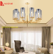 Đèn chùm hiện đại, đèn chùm trang trí TH-8088, tạo hình bởi hình trụ tròn thuỷ tinh và nến trang trí