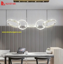 Đèn thả hiện đại, đèn thả pha lê TH-8316, 3 chế độ ánh sáng, tạo hình bởi 5 vòng pha lê cao cấp