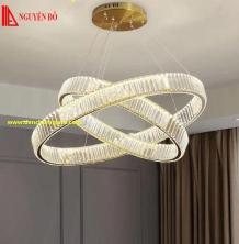 Đèn thả hiện đại, đèn thả pha lê TH-8343 tạo hình bởi 2 vòng pha lê cao cấp 