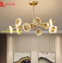 Đèn chùm hiện đại, đèn chùm trang trí THCN 239, tạo hình bởi 12 vòng trang trí pha lê cao cấp