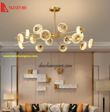 Đèn chùm hiện đại, đèn chùm trang trí THCN 240, tạo hình bởi 16 vòng trang trí pha lê cao cấp