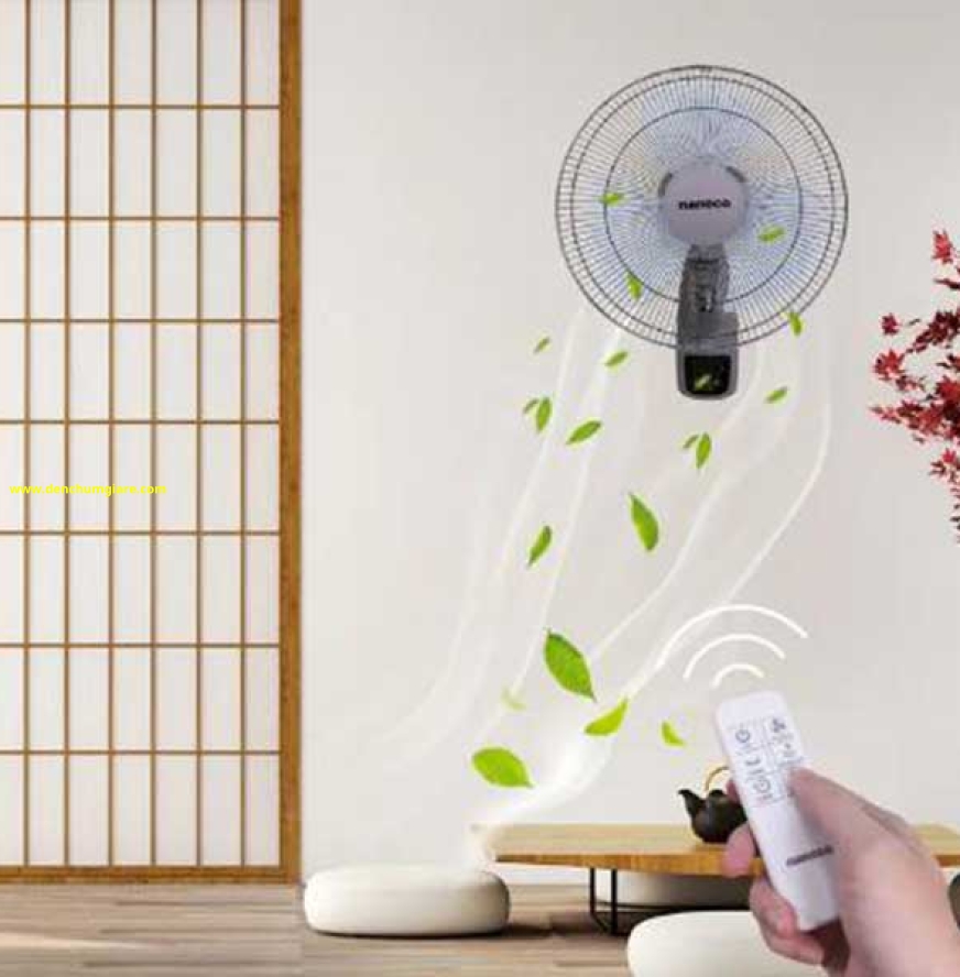 Quạt treo tường có remote màu xám Nanoco NWF1610RC-G