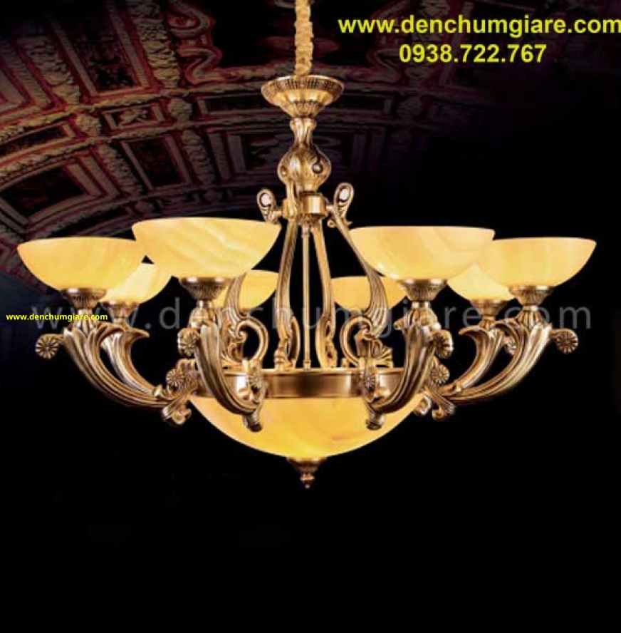 Đèn chùm đồng chao đá NC 745/8