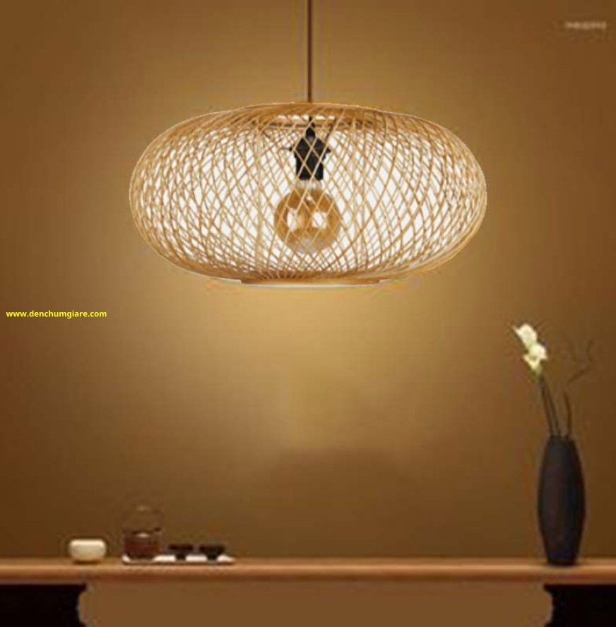 Đèn mây tre hình cầu dẹp MT43/44