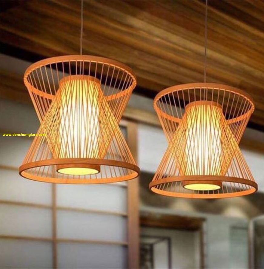 Đèn mây tre hai hình trụ lồng nhau MT50
