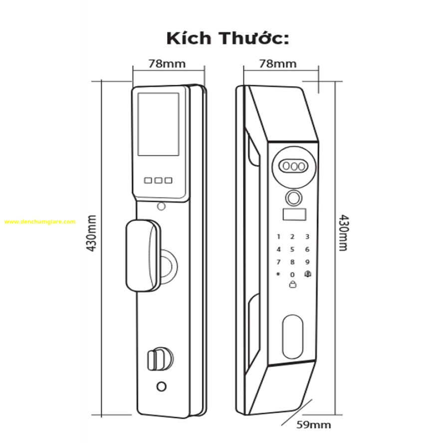 Khoá vân tay cửa gỗ HUBERT HB CG64F tiêu chuẩn Đức, Pin sạc Lithium với 7 tính năng nổi bật