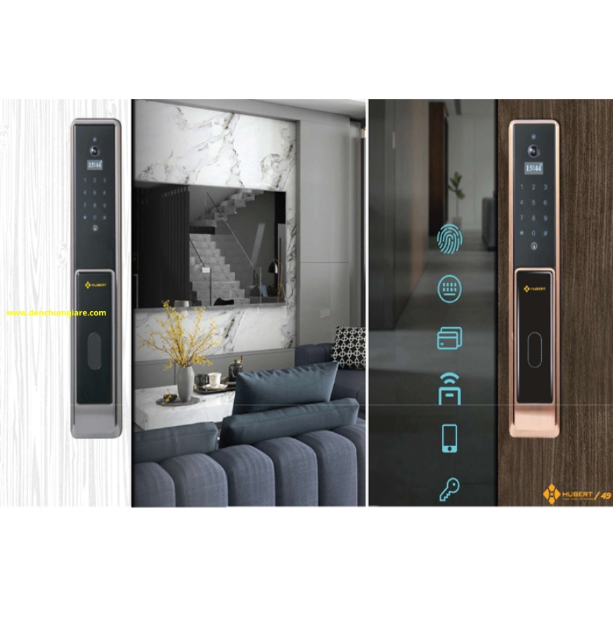 Khoá vân tay cửa gỗ HUBERT HB CG77 Copper/Black Pearl  tiêu chuẩn Đức với 6 tính năng nổi bật