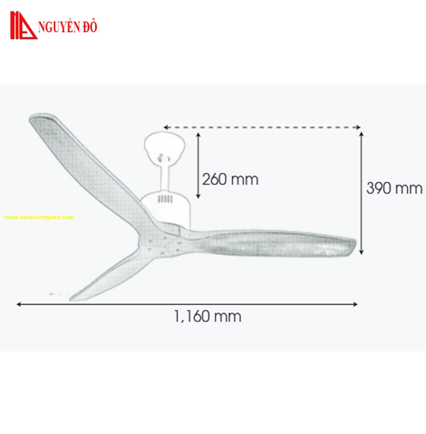 Quạt trần cánh gỗ 3 cánh QViFa – 40 công suất 40W, động cơ DC tiết kiệm điện, điều khiển từ xa bằng Remote