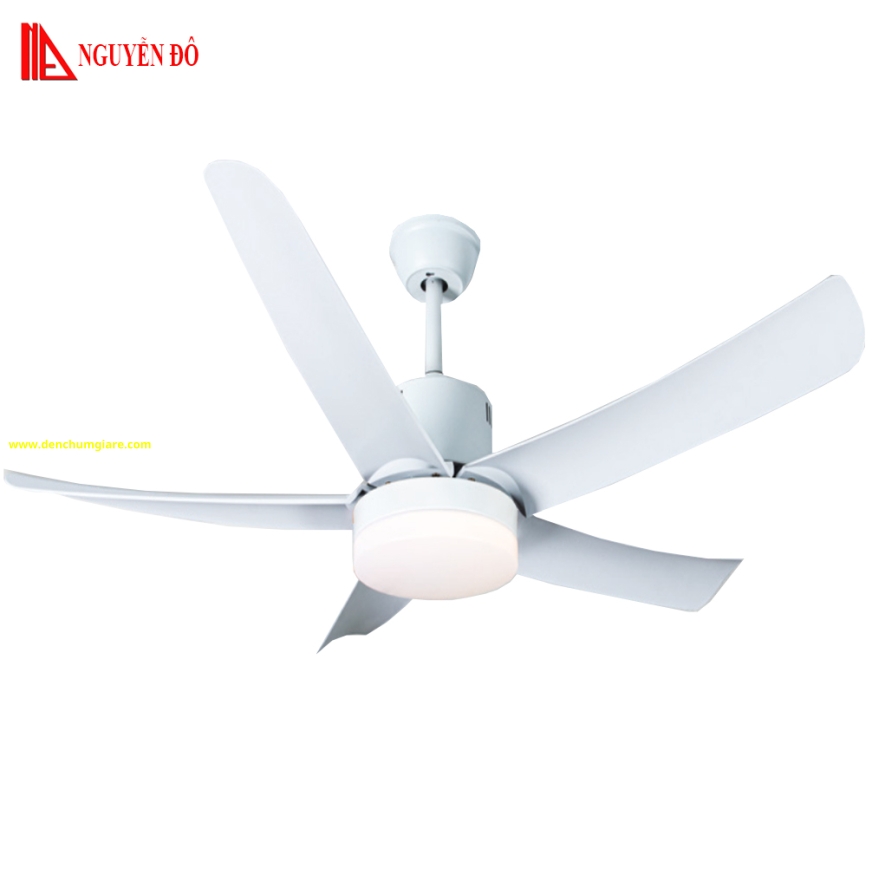 Quạt trần cánh nhựa có đèn QViFa - 410/Trắng công suất 40W, động cơ DC tiết kiệm điện, đèn led 3 chế độ ánh sáng, điều khiển từ xa bằng Remote