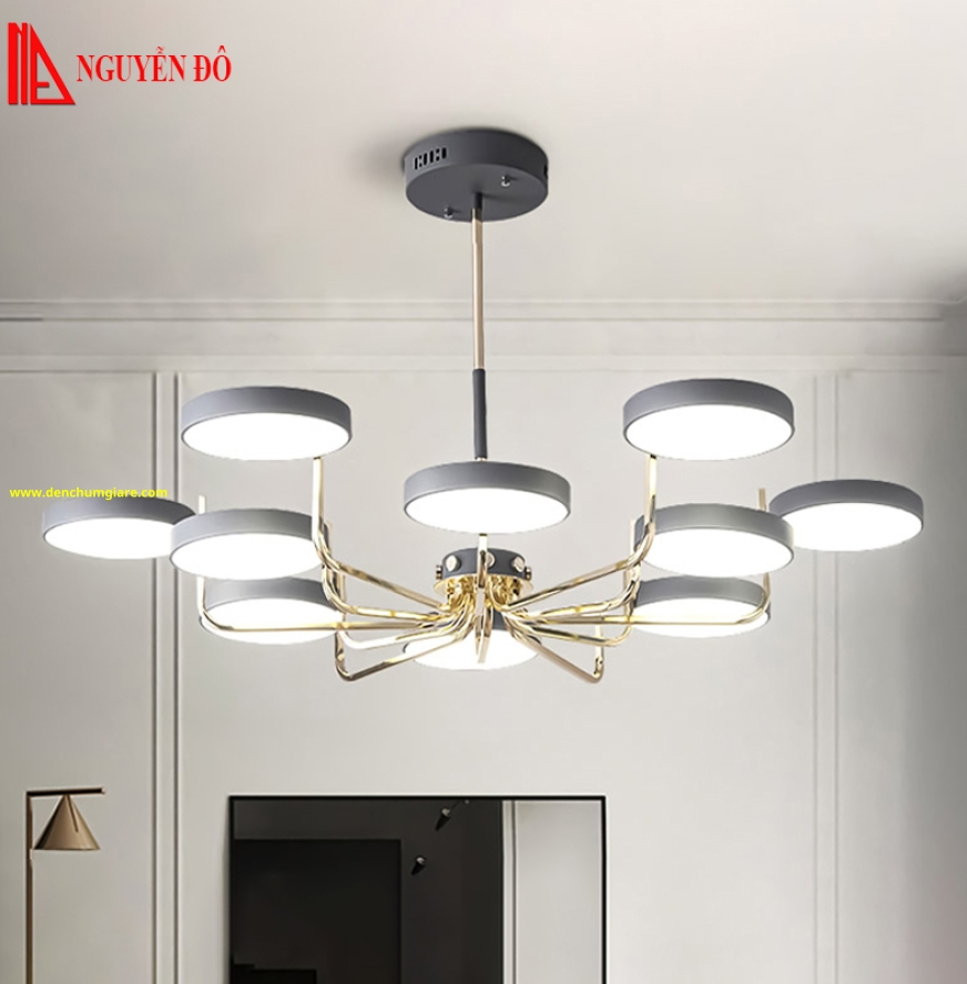 Đèn chùm hiện đại, đèn chùm trang trí TH-8027-21/TH-8029-21, tạo hình bởi 12 vòng tròn Led cao cấp