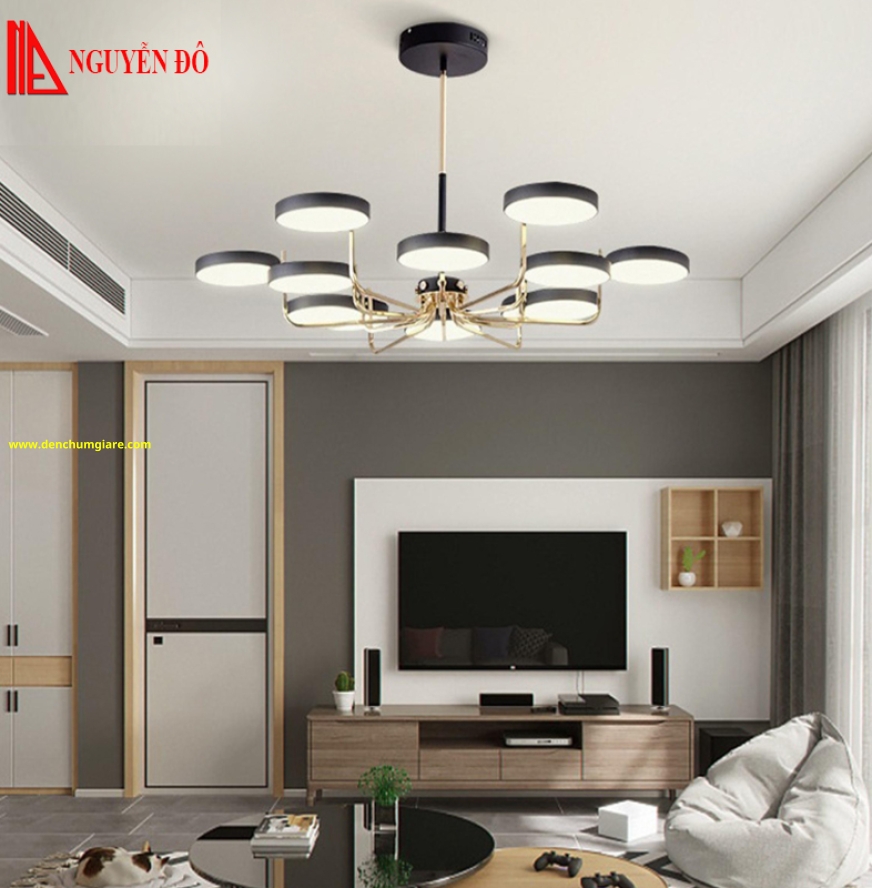 Đèn chùm hiện đại, đèn chùm trang trí TH-8027-21/TH-8029-21, tạo hình bởi 12 vòng tròn Led cao cấp