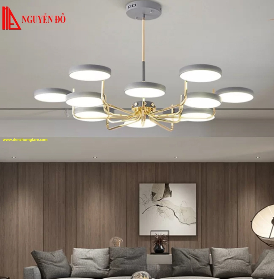 Đèn chùm hiện đại, đèn chùm trang trí TH-8027-21/TH-8029-21, tạo hình bởi 12 vòng tròn Led cao cấp