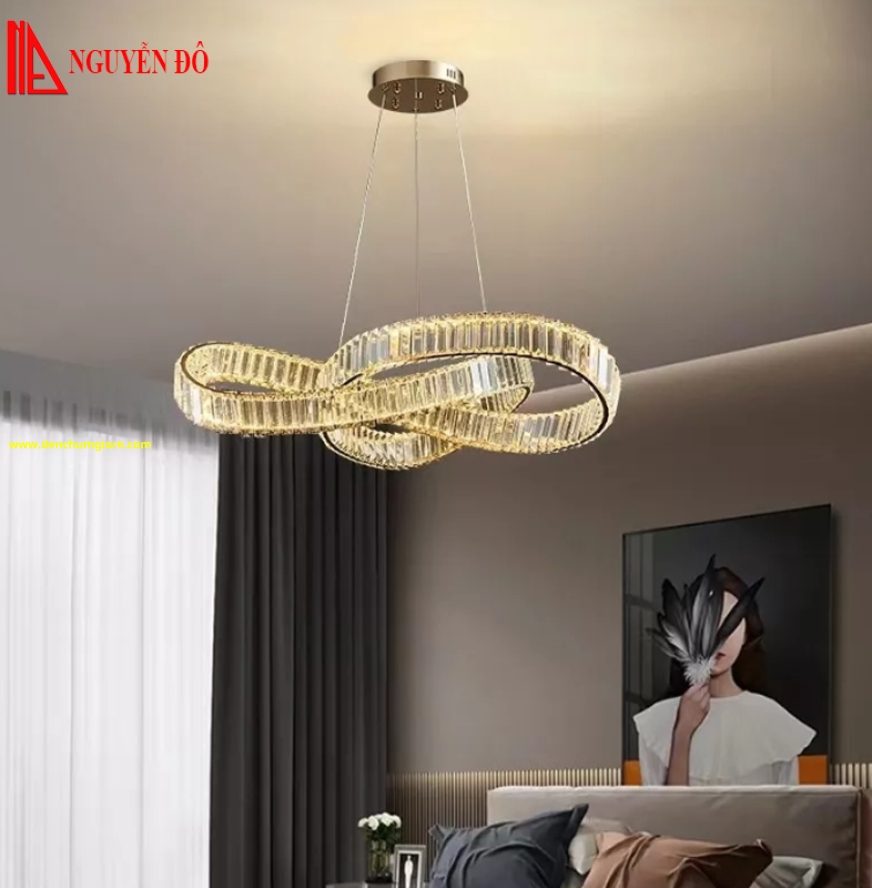 Đèn thả hiện đại, đèn thả pha lê TH-8318-23, tạo hình bởi vòng xoắn pha lê cao cấp 