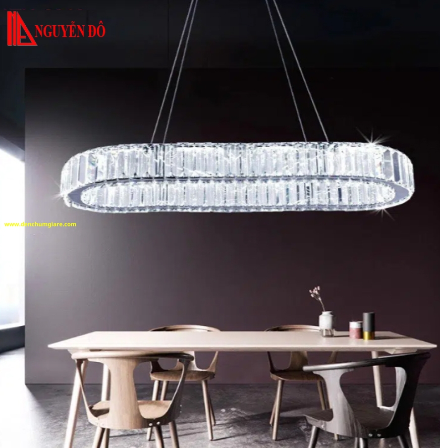 Đèn thả hiện đại, đèn thả pha lê TH-8319 tạo hình bởi 1 vòng pha lê cao cấp hình oval
