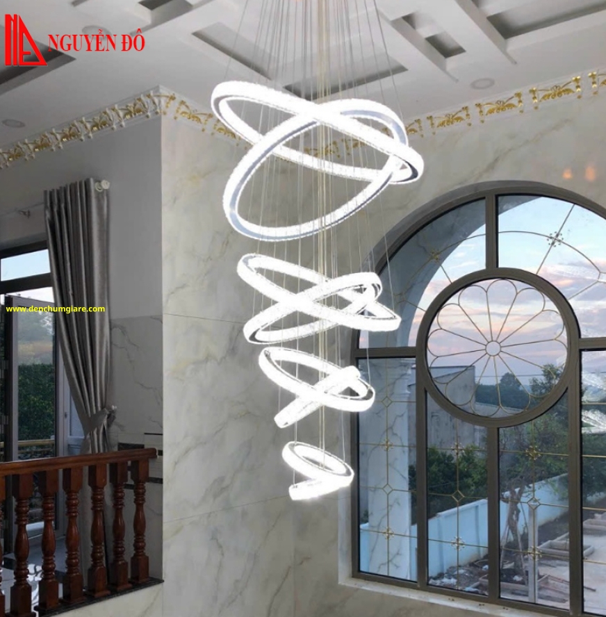 Đèn thả hiện đại, đèn thả pha lê TH-835A-18, 3 chế độ ánh sáng, tạo hình với 8 vòng 