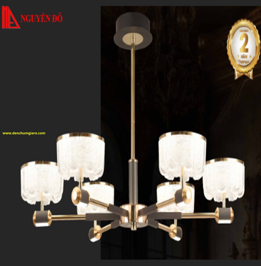 Đèn chùm hiện đại, đèn chùm trang trí TH-8635/TH-8636, tạo hình bởi chảo đèn thuỷ tinh cao cấp