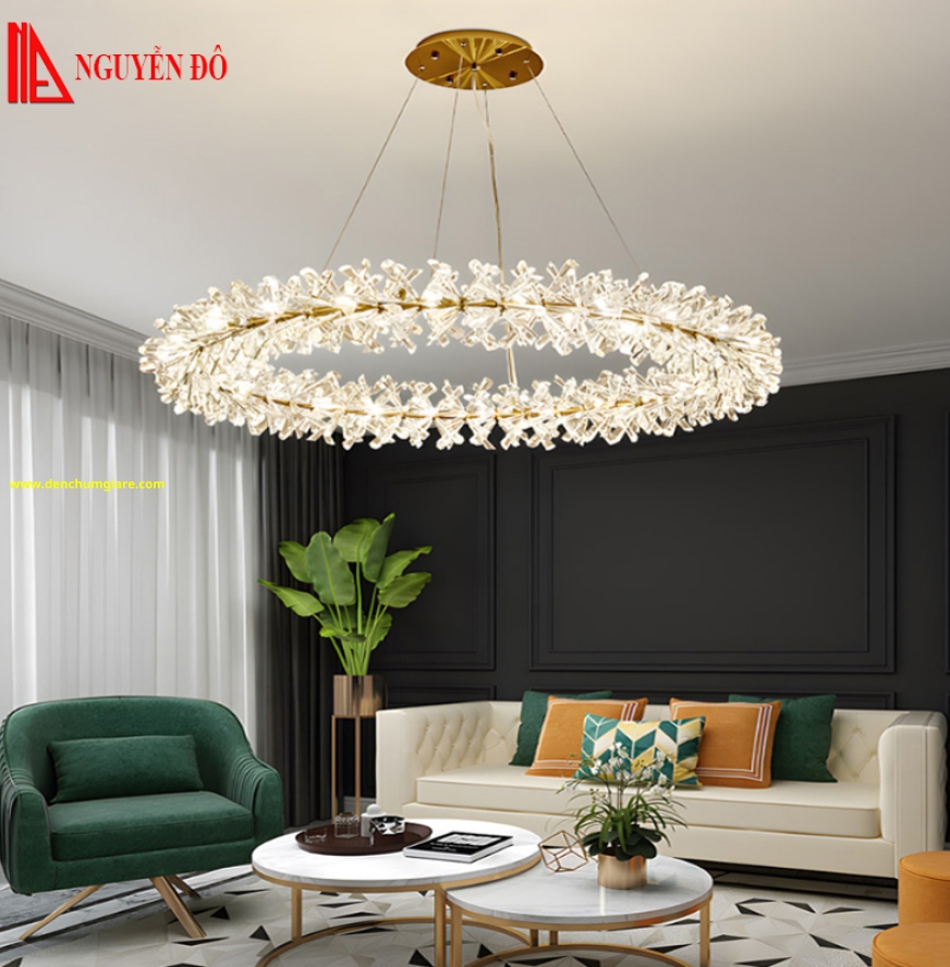 Đèn thả hiện đại, đèn thả pha lê THCN 137-21, tạo hình bởi hình pha lê bông tuyết cao cấp 