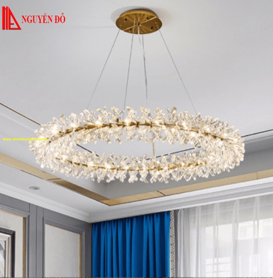 Đèn thả hiện đại, đèn thả pha lê THCN 137-21, tạo hình bởi hình pha lê bông tuyết cao cấp 