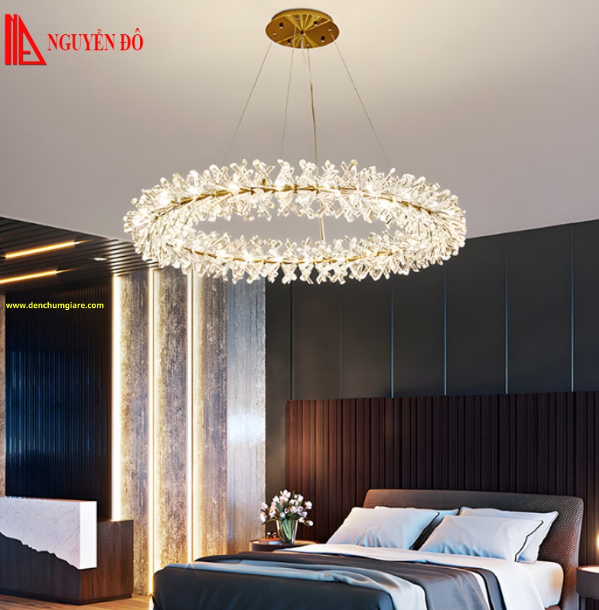 Đèn thả hiện đại, đèn thả pha lê THCN 137-21, tạo hình bởi hình pha lê bông tuyết cao cấp 