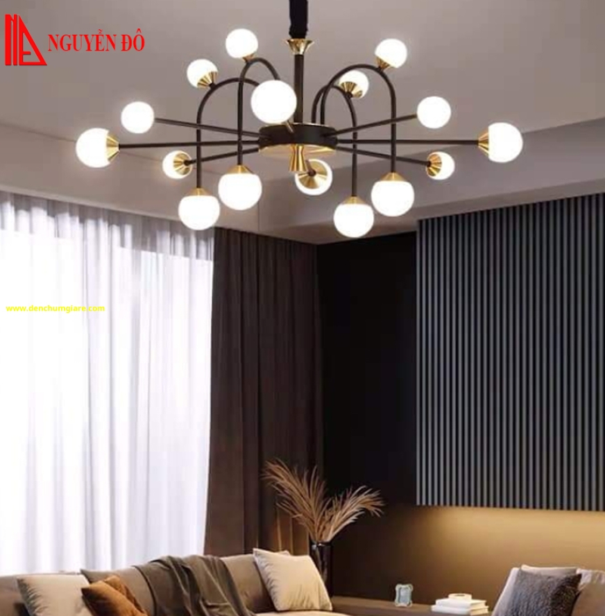 Đèn chùm hiện đại, đèn chùm trang trí THCN 140-21, tạo hình bởi 20 bóng tròn led thuỷ tinh cao cấp
